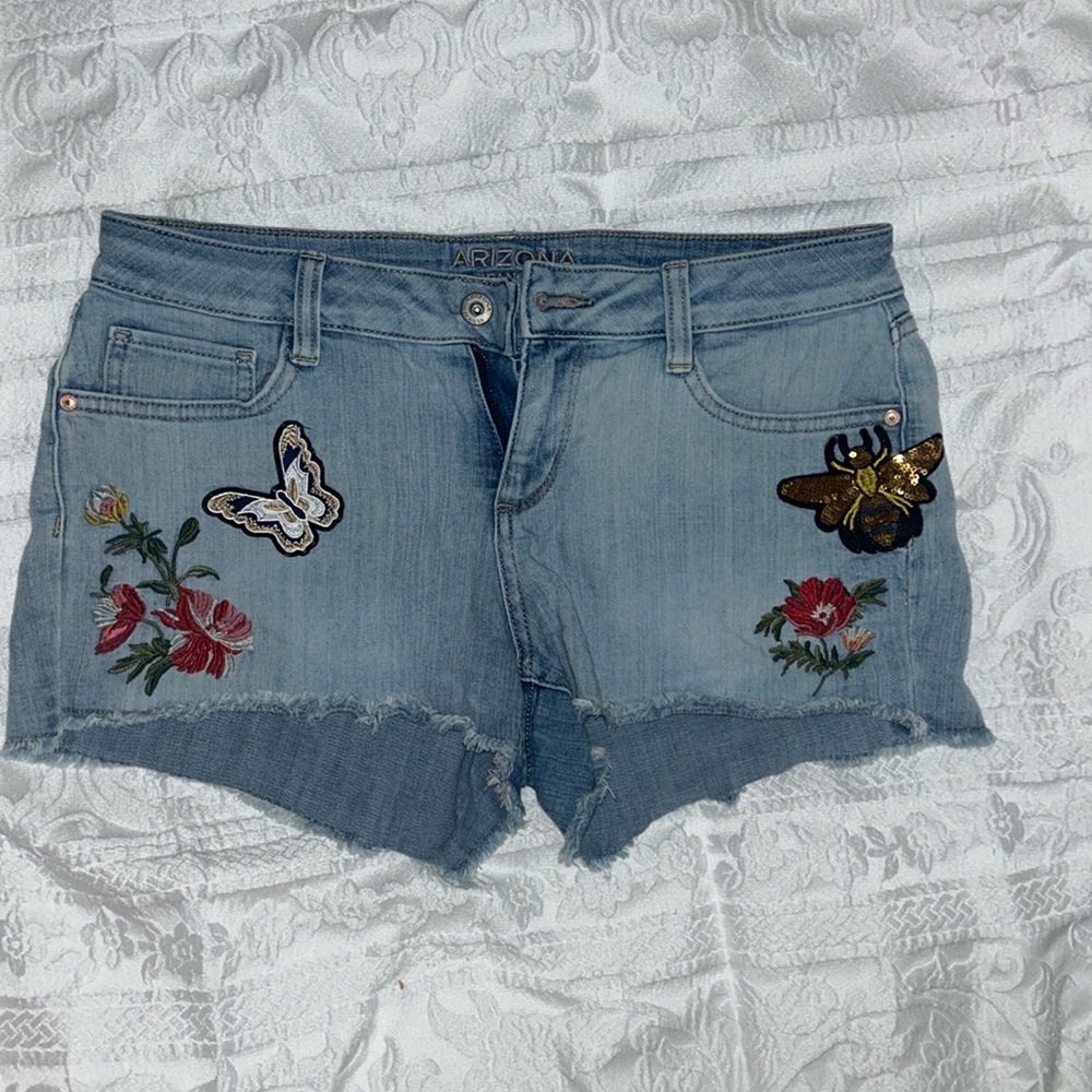 Embroidered Jean Shorts